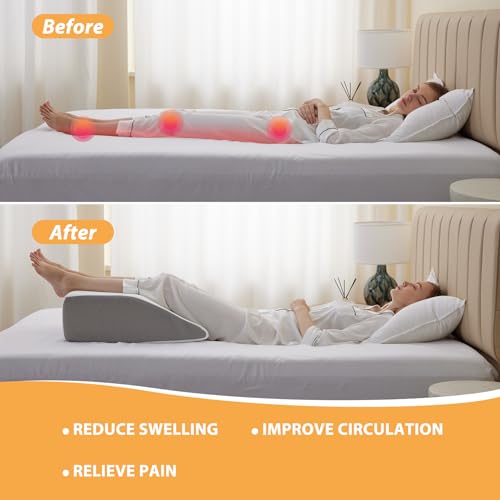 Leg Elevation Wedge Pillow for Swelling & Pain Relief, 8in