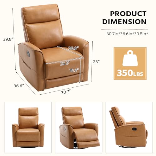 Swivel Rocking Recliner Chair, Manual Faux Leather Nursery Glider