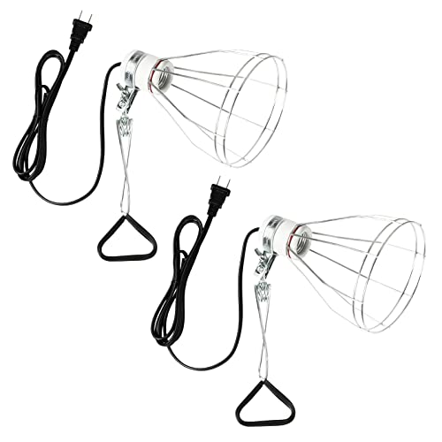 Simple Deluxe Sturdy Steel Cage Clamp Lamp, Support up to 250W E26 Socket (No Bulb Included), 6ft Cord,Silver