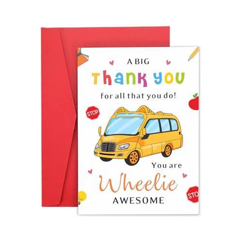 School Bus Driver Appreciation Cards Bulk – ‘A Big Thank You For All That You Do, You Are Wheelie Awesome’