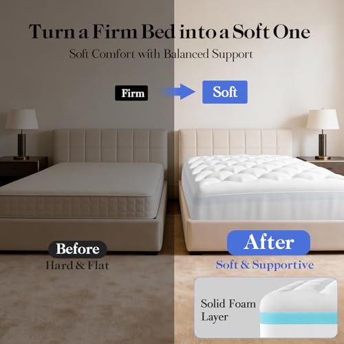 OhGeni Cooling 4 Inch Twin XL Dual Layer Mattress Topper, 2 Gel