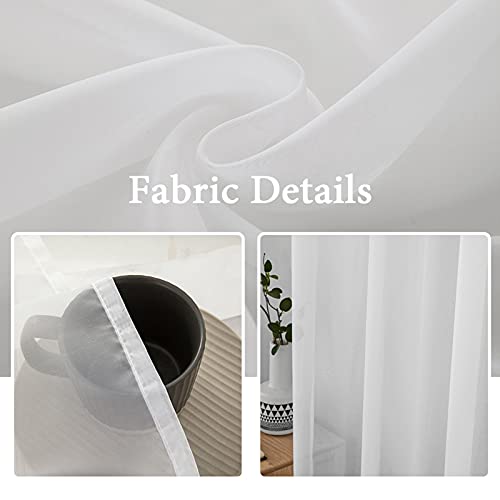 White Sheer Curtains 2 Panels - 54 x 84 Inch Light Filtering Voile Drapes