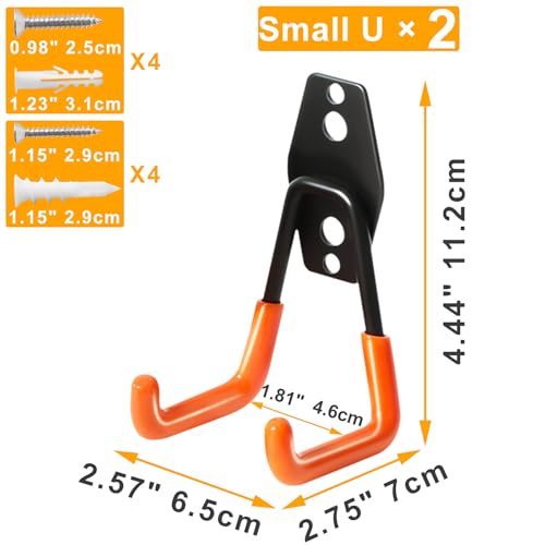 Heavy Duty Wall Hook 2 Pack Garage Tool Organizer & Storage Hanger