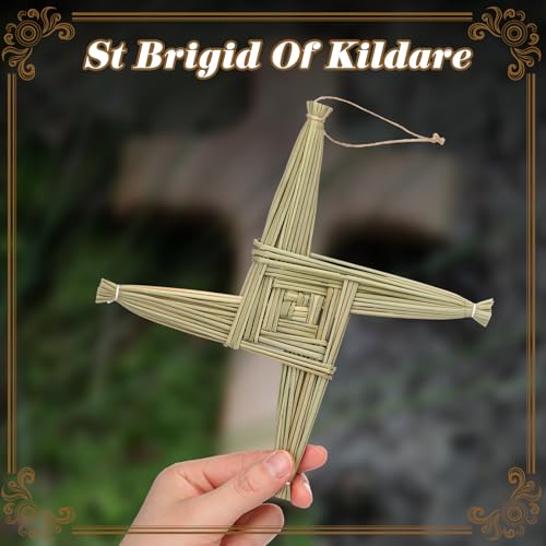 St. Brigid's Wall Cross 8-Inch Handcrafted Irish Straw Protection Decor