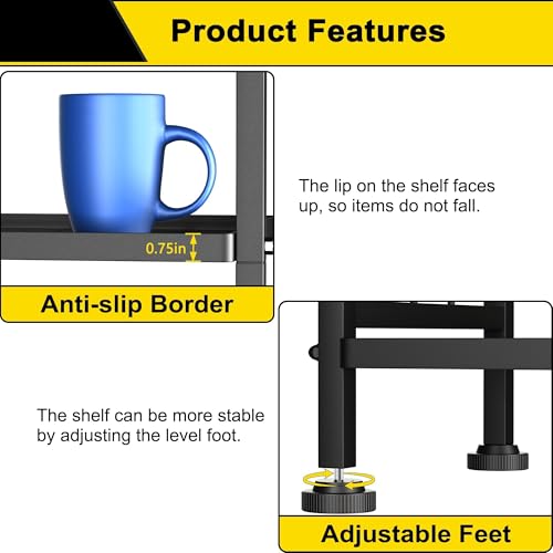 6-Tier Metal Standing Storage Shelf Rack for Bathroom and Kitchen, Black