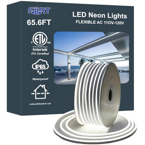 65.6ft LED Rope Lights - Waterproof Outdoor Bright White Neon Strip Lighting