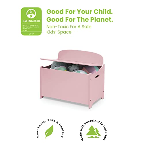 Deluxe Wooden Toy Chest with Slow-Closing Safety Lid, Dusty Rose