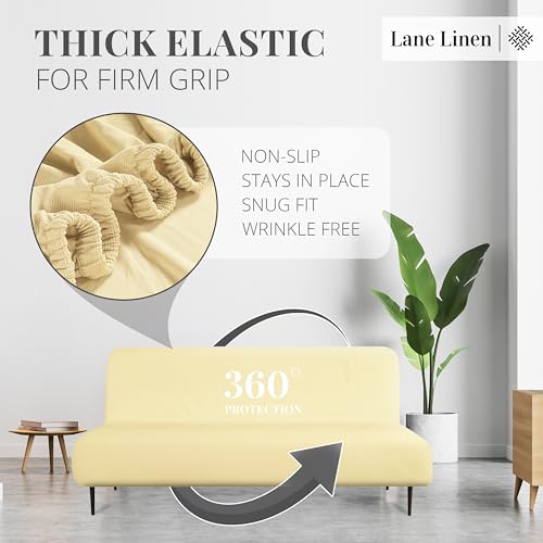 Full Size Stretch Futon Cover - Soft Elastic Slipcover in Pearl Ivory