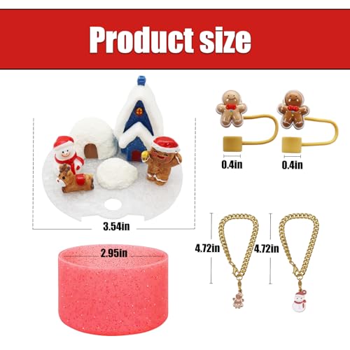 Christmas Biscuit Man Cup Lid Topper Decoration for Stanley 40oz - Holiday Accessory