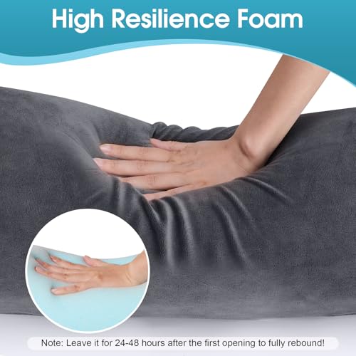 Memory Foam Body Pillow - 35-Inch Cylindrical Pillow with Velvet Cover