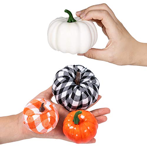 16-Piece Artificial Pumpkin Set, Assorted Faux Foam Pumpkins for Fall Decor