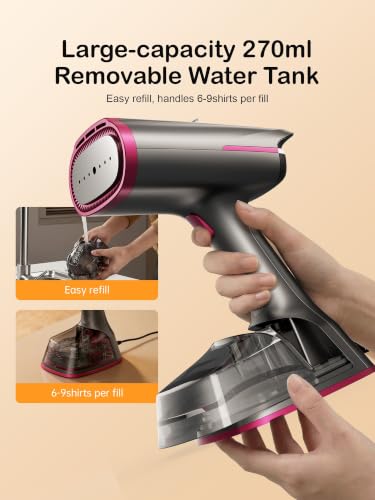 DRFLASH 2-in-1 Handheld Vacuum Garment Steamer with 6000Pa Suction
