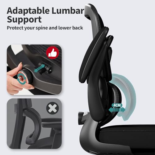Ergonomic Mesh Office Chair with Adjustable Lumbar Support - Black