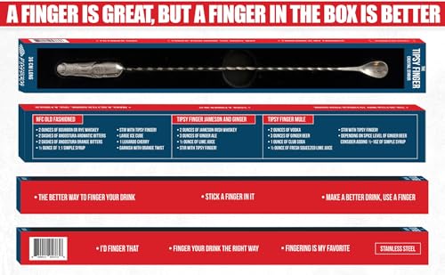 Stainless Steel Life-Size Finger Cocktail Stirrer - Funny Bar Tool, 36cm