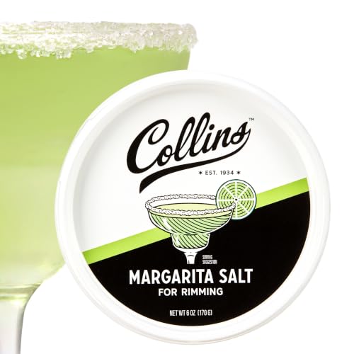 Collins Margarita Salt Rimmer for Cocktails - 6oz White Rim Salt for Margaritas & Shots - Perfect for Tequila & Mezcal Drinks - Margarita Salt Variant
