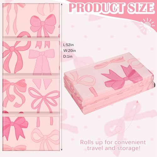 Foldable Kids Nap Mat for Preschool Daycare Sleep with Pink Bow