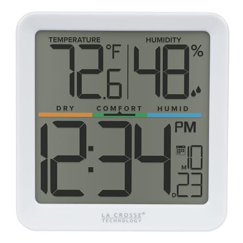 Indoor Comfort Meter with Time & Humidity Readings - Wall, Table & Magnetic Mount