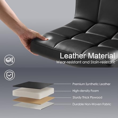 Adjustable Swivel Bar Stool with Back, PU Leather Counter Height Chair