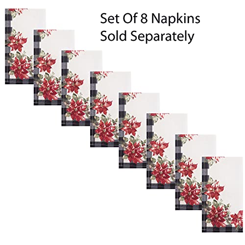 Newbridge Poinsettia Festivity Gingham Placemats Set of 4, Holiday Red