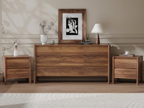 3-Piece Bedroom Furniture Set: 9-Drawer Dresser and 2 Nightstands