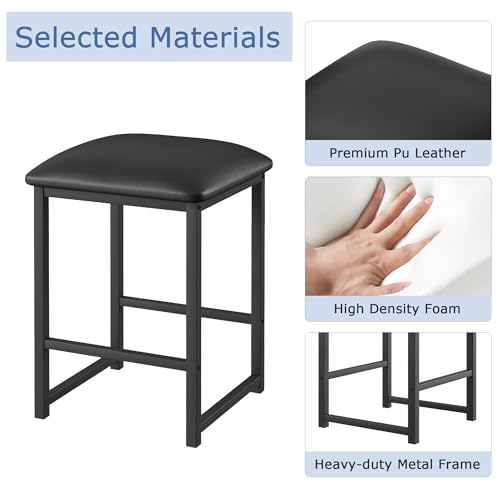 5-Piece Dining Table Set for 4, Marble Top Table with Faux Leather Stools