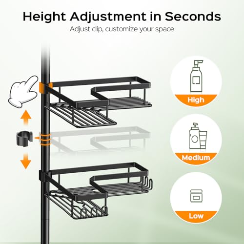 Tension Pole Shower Caddy 4-Tier Corner Bathroom Organizer Rack