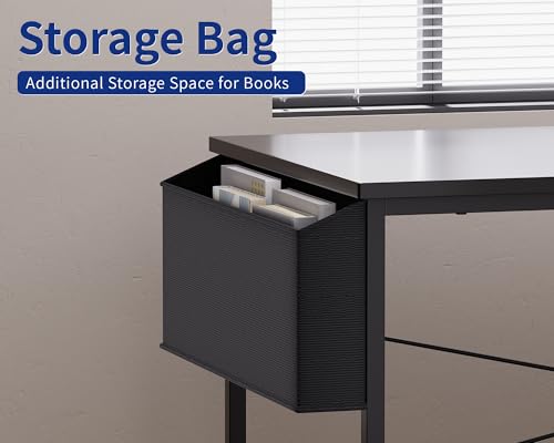 47-Inch Reversible L-Shaped Gaming Desk with Storage Bag and Headphone Hook