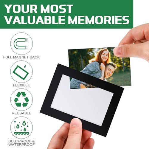 Soaoo 100 Pcs Black Magnetic Wallet Size Picture Frames for Fridge