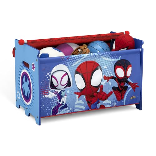 Spider-Man Toy Box with Retractable Lid - Durable Wooden Storage Chest