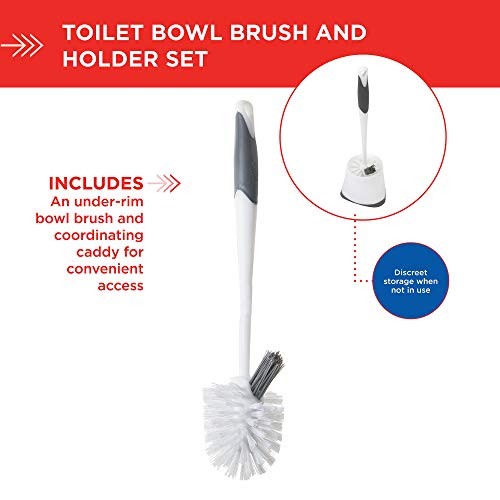 Clorox Corner Toilet Bowl Brush and Holder Set with Under-Rim Scrubber