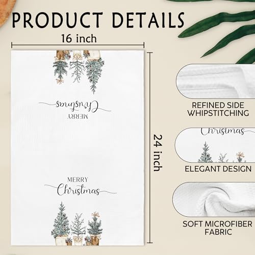 Gnmduw Hello Winter Christmas Kitchen & Hand Towels Set of 2, 16x24 Inches