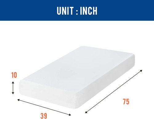 FDW 10-Inch Twin Mattress - Medium Firm Gel Memory Foam | White Bed in a Box | CertiPUR-US Certified, Pressure Relief & Cooling Ventilation