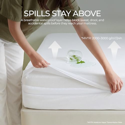 Waterproof Cotton Mattress Protector - Queen Size, Bed Bug & Dust Mite Proof, Noiseless & Breathable