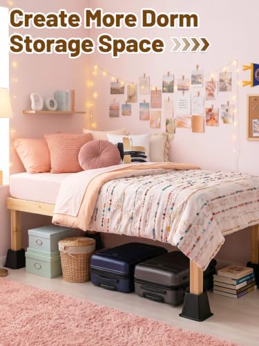 Heavy Duty 4-Inch Bed & Furniture Risers (4 Pack, 3000 lbs Capacity)