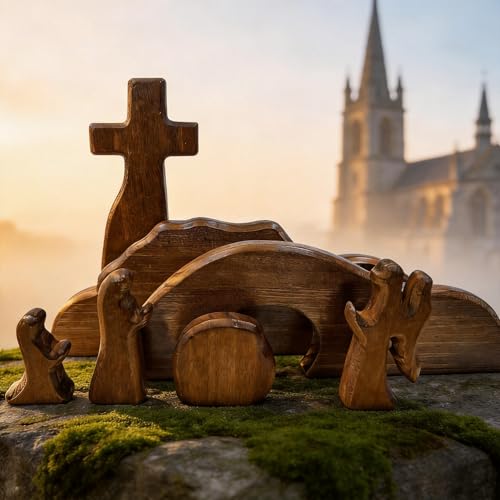 Wooden Empty Tomb Easter Resurrection Scene Tabletop Decor