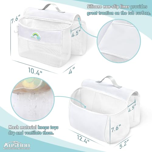 Saddle Mesh Bath Toy Organizer - 2 Compartment Tub Edge Storage Holder