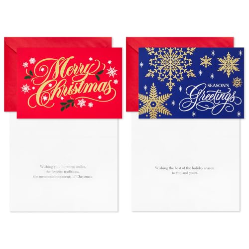 Hallmark Holiday Classic Gold Foil Card Assortment — 36 Assorted Christmas Cards with Envelopes ('Tis the Season)
