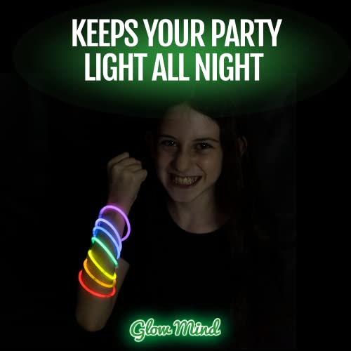 Glow Mind 100 Ultra Bright Glow Sticks Bulk Party Pack with Connectors