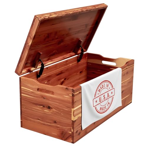 30-Inch Solid Wood Storage Chest with Anti-Slam Hinges and Handles