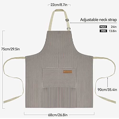 2 Pack Adjustable Bib Cooking Aprons with Pockets for Men and Women