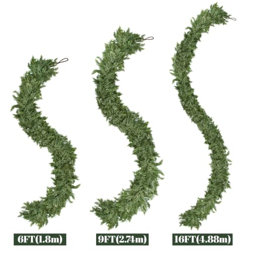 ZYTOP 9FT Artificial Cedar Garland Real Touch Greenery for Holiday Decor