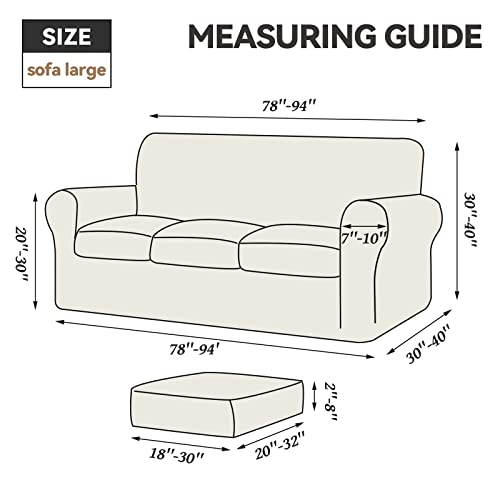 4-Piece Stretch Velvet Sofa Slipcover for 3-Cushion Couch - Dark Grey, Large