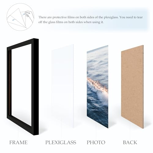 Black 8x10 Picture Frame - MDF Wood Frame for Wall & Tabletop Display