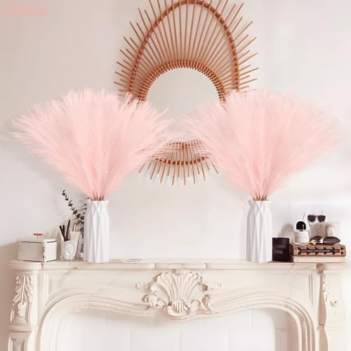 50pcs Pink Artificial Pampas Grass, 21.6-Inch Faux Floral Branches