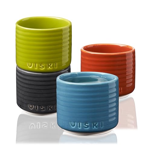 Viski Ceramic Soju Cups Set of 4 – 4 oz Colorful Modern Drinkware