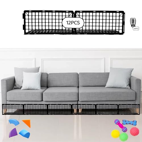 Under Couch Blocker for Pets & Toys - 12 Pack Adjustable Bed Barriers