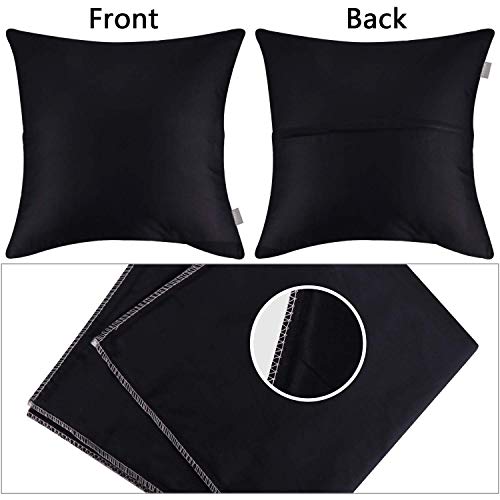 Thmyo 100% Cotton Throw Pillow Covers 18x18 Inch, 4-Pack - Black DIY Blank
