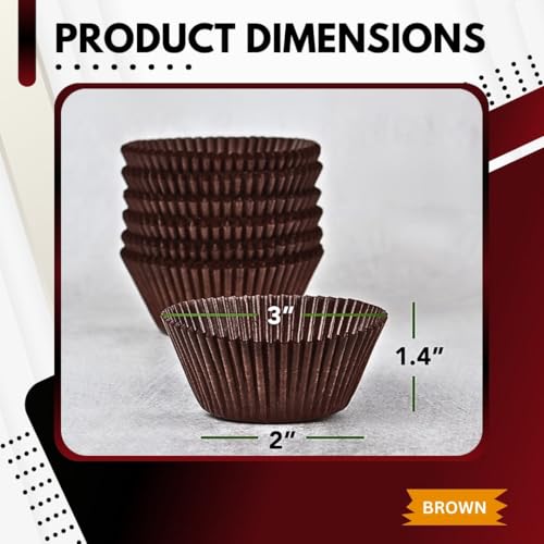 Green Direct Standard Cupcake Liners - Bulk Paper Baking Cups, Brown, Pack of 500