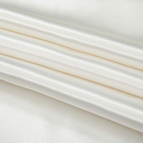 Ivory White Satin Duvet Cover Set - 5 Piece Full/Queen Bedding with Zipper