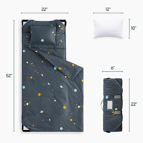 Cotton Toddler Nap Mat with Pillow and Blanket - Space Design